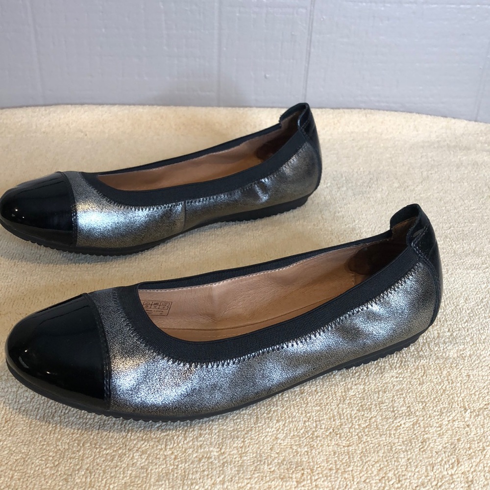 Josef Siegel Womens US8 Pippa Basalt Metallic Leather Slip On Ballet Flats Shoes - Picture 2 of 10